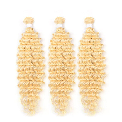 613 Blonde Deep Wave 3 Bundles human hair