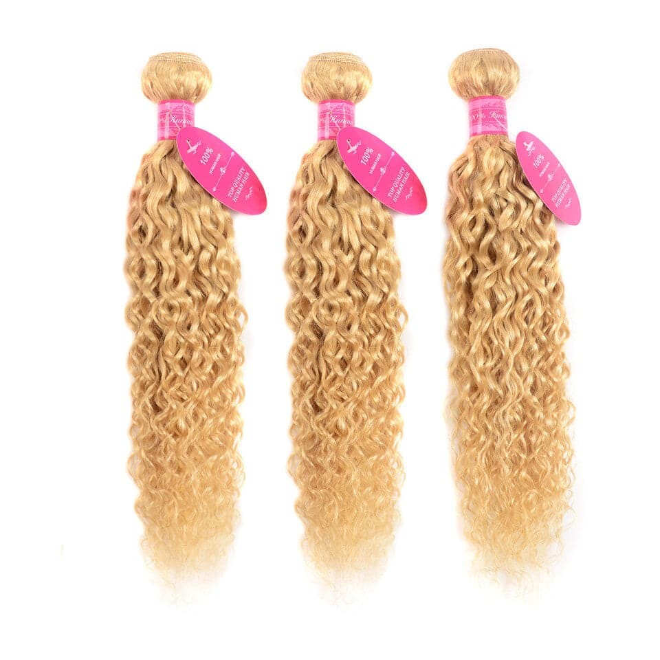 613 Blonde Water Wave 3 Bundles human hair 10A Brazilian Hair Weave Natural Color