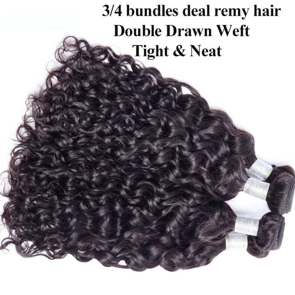 Indian Water Wave Virgin Hair 3 Bundles Human Hair Extension 8-40 inches
