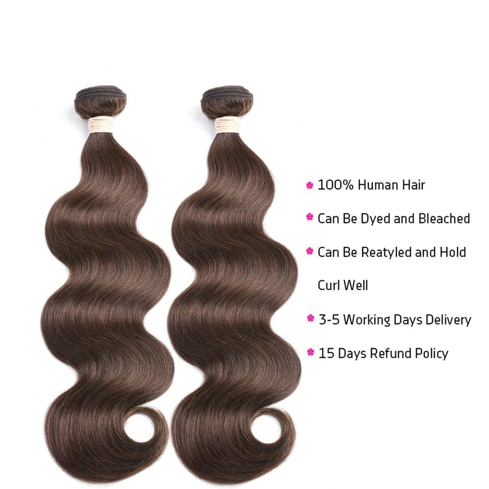 Chocolate Color Brown Body Wave 3 Bundles 100% Virgin Human Hair Extension