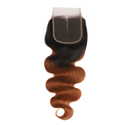 Ombre 1B/30 Body Wave 3 Bundles With Closure 4x4 pre Colored 100% virgin human hair