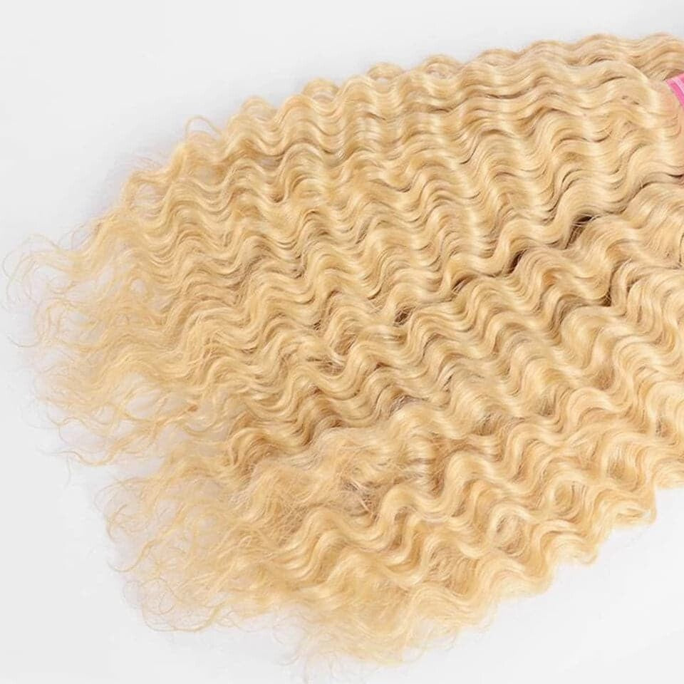 613 Blonde Water Wave 3 Bundles human hair 10A Brazilian Hair Weave Natural Color