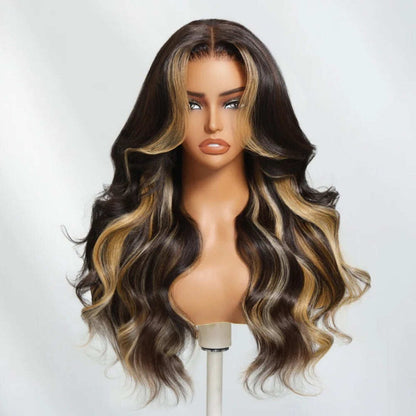 Glueless Drawstring Wig 13×6 HD Lace 24 Inch 250% Density – Invisible Knots Pre Bleached Pre Plucked Pre Cut – Out Box Ready Human Hair Wig