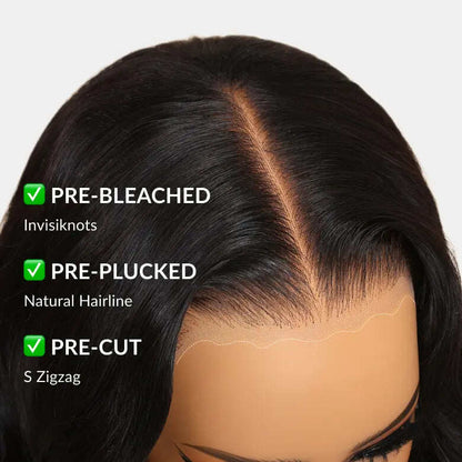 🔥Final 4 Hours: 50%OFF🔥Body Wave 13x6 Lace Frontal Wig Human Hair Pre Plucked Pre Bleached 180% Density Beginner Friendly