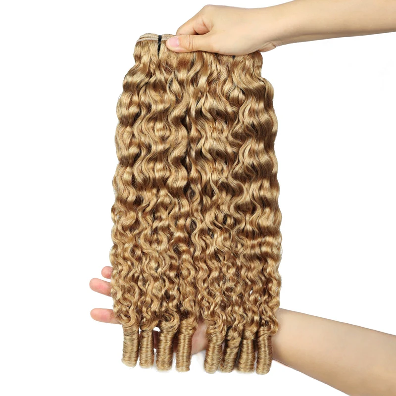 #27 Honey Blonde Burmese Curly 3 Bundles 100% Human Hair Bundles Unprocessed Human hair