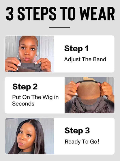 13x6 Glueless Lace Front Wig – Pre-Everything Drawstring Dome Cap, 180% Density Wear & Go Wig – US Stock