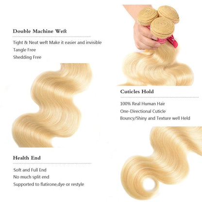 613 Blonde Color Body Wave 4 Bundles Virgin Human Hair Extensions
