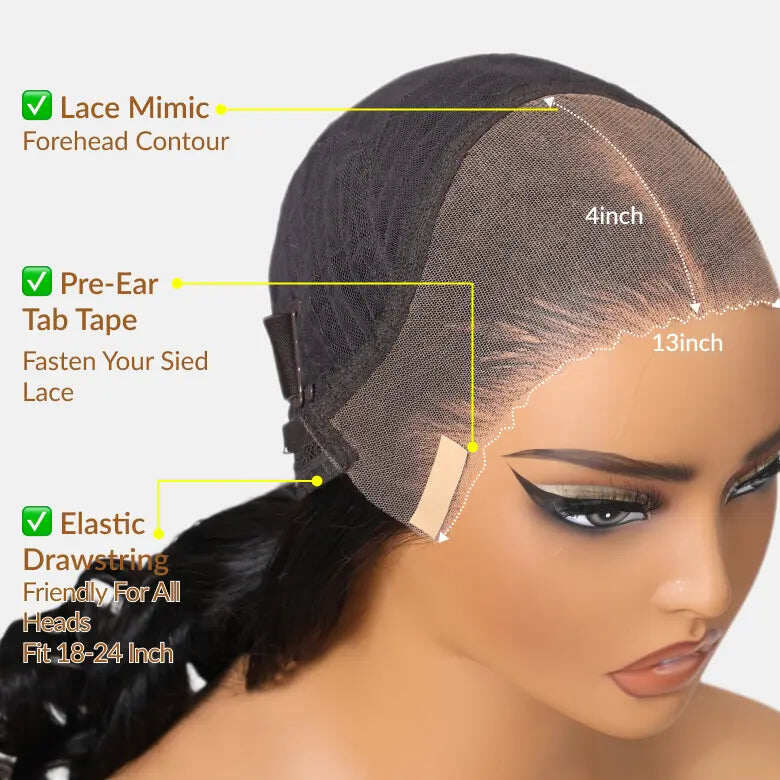 🔥Final 3 Hours: 50%OFF🔥Body Wave 13x6 Lace Frontal Wig Human Hair Pre Plucked Pre Bleached 180% Density Beginner Friendly